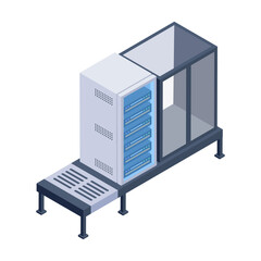 Sticker - Easy to edit isometric icon of a data server 

