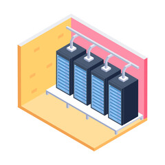 Sticker - Get this isometric icon of an it room 

