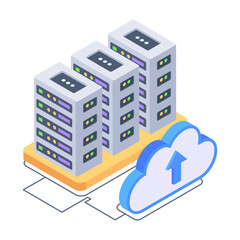 Sticker - Here’s an isometric icon of server upload 

