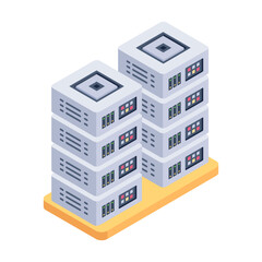 Wall Mural - Handy isometric icon of server cabinets 