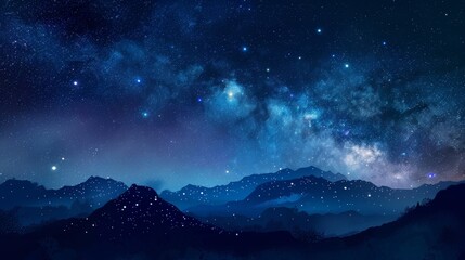 Wall Mural - Beautiful night sky background with stars and Milky way