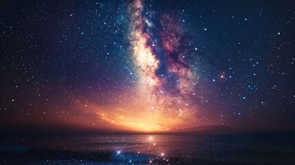 Wall Mural - Beautiful night sky background with stars and Milky way
