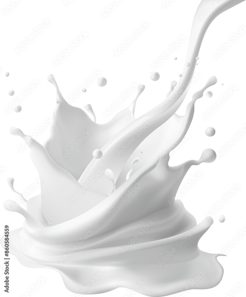 Milk splash isolated on transparent background. Realistic vector ...
