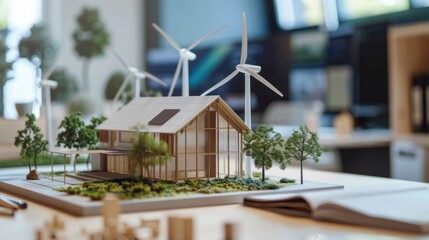 Poster - A model of a house with a wind turbine on top