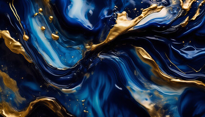 Canvas Print - abstract water background blue and yellow