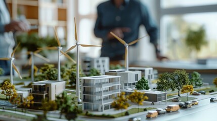 Poster - A model of a city with a large windmill in the center