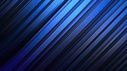 Poster - Diagonal lines in blue and dark shades, dynamic abstract pattern. Modern minimalist design. Blue background