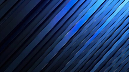 Poster - Diagonal lines in blue and dark shades, dynamic abstract pattern. Modern minimalist design. Blue background