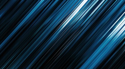 Poster - Diagonal lines in blue and dark shades, dynamic abstract pattern. Modern minimalist design. Blue background