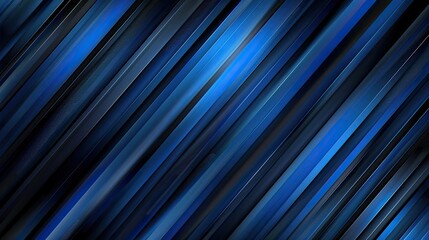 Poster - Diagonal lines in blue and dark shades, dynamic abstract pattern. Modern minimalist design. Blue background