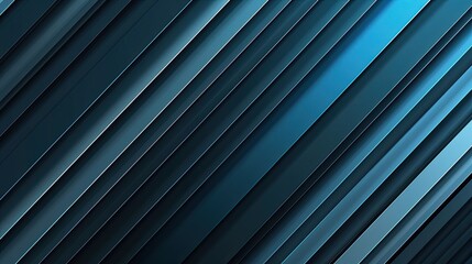 Poster - Diagonal lines in blue and dark shades, dynamic abstract pattern. Modern minimalist design. Blue background
