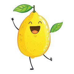 Wall Mural - a happy Lemon cartoon character with arms and legs on white background