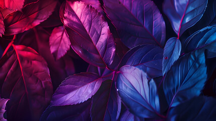 Aufkleber - natural abstraction background banner leaves neon colors : Generative AI