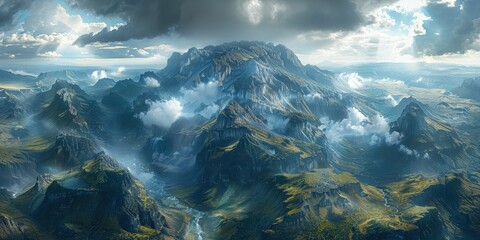 Wall Mural - Mountainous Landscape with Clouds