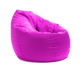 Wall Mural - One magenta bean bag chair isolated on white