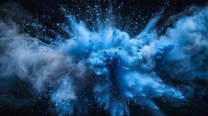 Poster - Blue powder explosion on black background