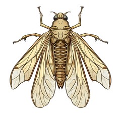 Wall Mural - Cicada skeleton cartoon isolated whitebackground