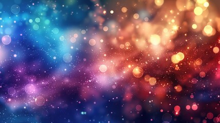 Wall Mural - colorful space bokeh flare light effect on blue background