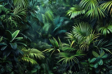 Aufkleber - A vibrant green tropical rainforest canopy, teeming with life. Generative AI