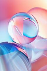 Poster - Abstract background with colorful bubbles on a pink and blue background. Generative AI.
