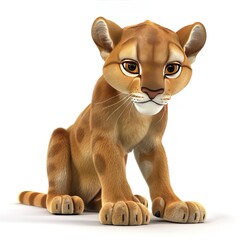 Wall Mural - Cougar 3D cartoon isolated whitebackground 