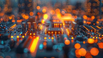 Aufkleber - Abstract circuit board with bokeh