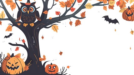 Canvas Print - halloween, moon, house, night, castle, bat, vector, pumpkin, silhouette, cartoon, autumn, holiday, haunted, illustration, horror, scary, tree, spooky, dark, bats, ghost, cat, art, design, october, wit