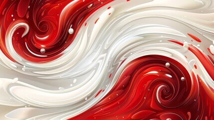 Poster - Abstract swirling red and white liquid