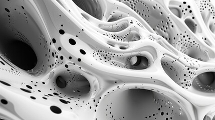 Poster - Abstract black and white 3d rendered surface