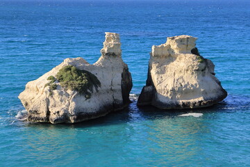 Picturesque seascape with cliffs in Salento coast, Italy