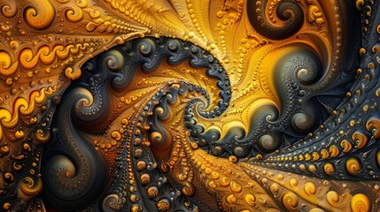 Poster - Surreal spiral patterns in gold and black