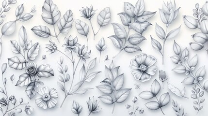 Poster - Hand-drawn floral designs in pencil