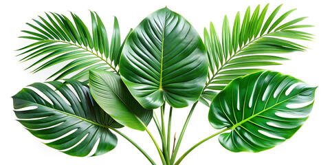 Tropical leaves on a white backdrop - the composition.
