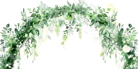 Canvas Print - Watercolor wedding arch design with greenery and flowers for rustic invitations. Concept Wedding Invitations, Watercolor Design, Greenery, Flowers, Rustic Theme