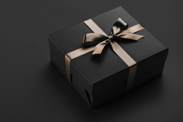 Poster - A beautifully wrapped present with a luxurious gold ribbon