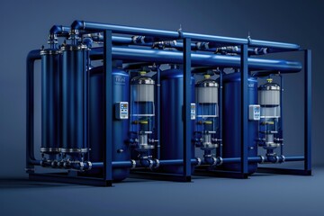 Poster - Pipes and valves on a gray background, suitable for industrial or technical illustrations