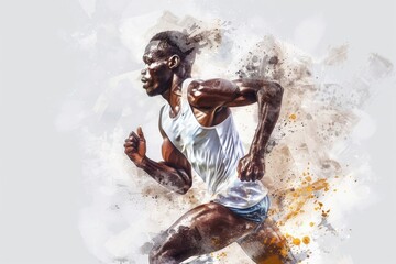 Poster - A person racing on a track, focus on the runner's movement and dynamic energy