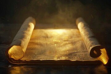 Poster - A scroll of paper sitting on top of a table, perfect for historical or educational scenes