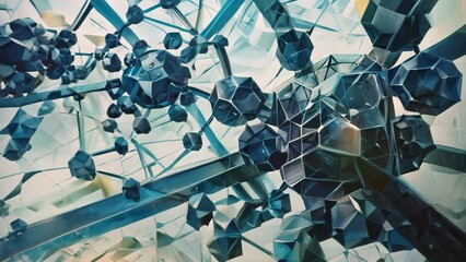 Poster - varied shapes and sizes, construct a visually stimulating arrangement of geometric shapes that sugge