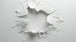 © Fotograf - A damaged white wall with a circular hole