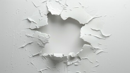 Poster - A damaged white wall with a circular hole