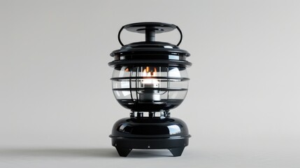 Poster - A black lamp sits atop a table providing soft lighting
