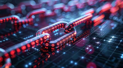 Poster - Digital chain link with binary code