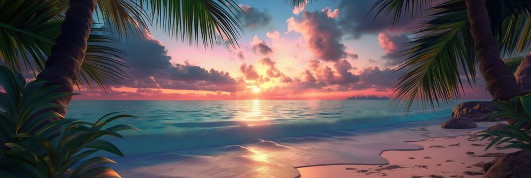 Sunset serenity on a deserted tropical beach