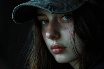 Poster - A close-up of a person's head and hat, ideal for use in portraits or product photography