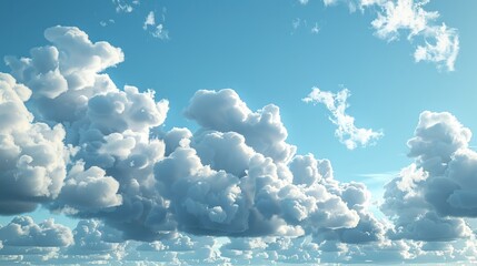 Wall Mural - Fluffy white clouds against a blue sky