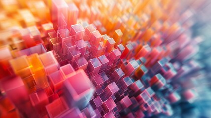 Poster - Abstract colorful background with blurry cubes