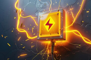 Aufkleber - A yellow street sign with lightning effects, great for use in weather or emergency themed designs