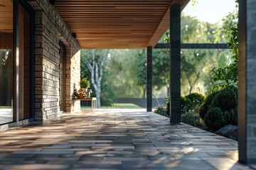 Poster - A simple path with a seating area, perfect for a quiet moment or contemplation
