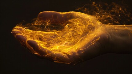 Poster - A person's hand holds a bright glowing object, suitable for various scenes and themes